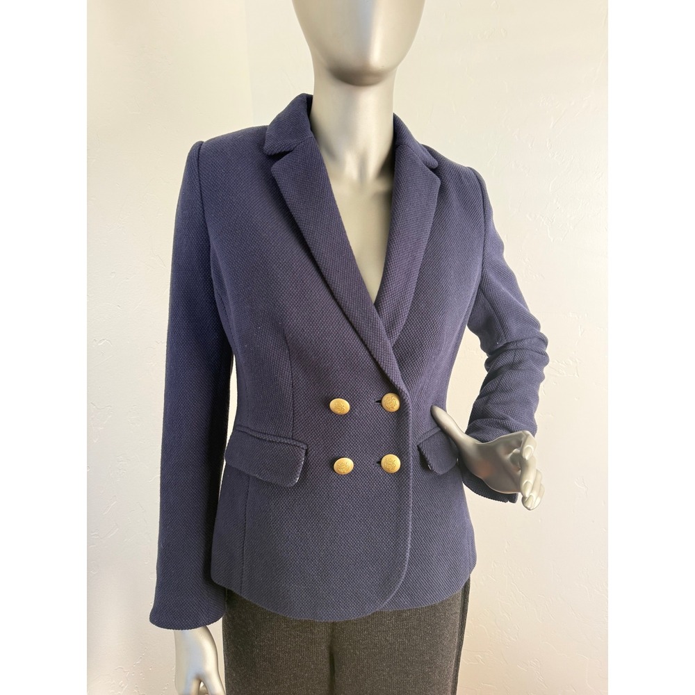 Joules Anika Blazer Navy Blue Double Breasted Gold Button Military Jacket 6
